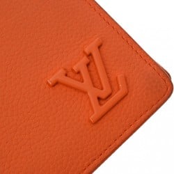 LOUIS VUITTON LV Aerogram Portefeuille Brazza NM Orange M81153 Men's Leather Long Wallet