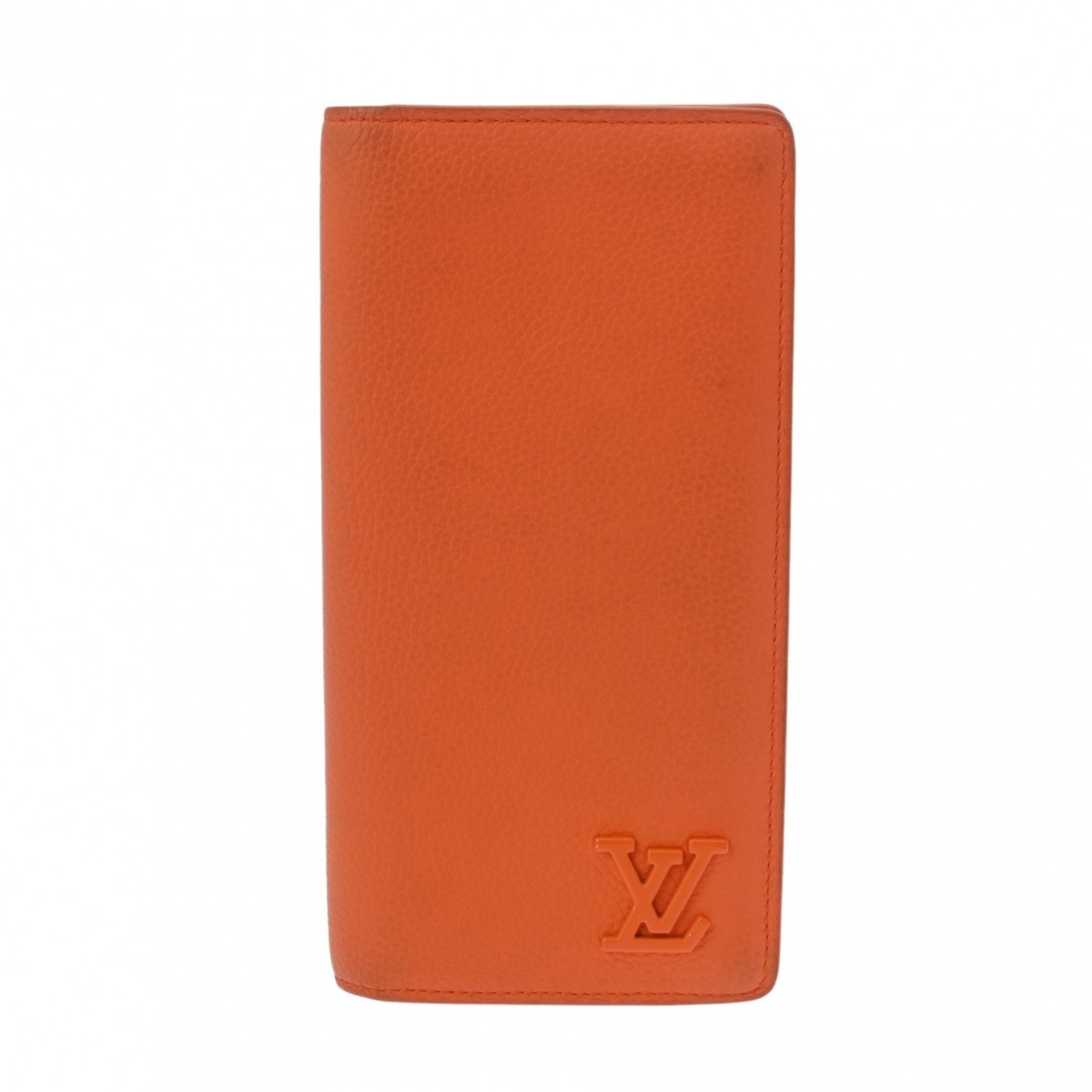 LOUIS VUITTON LV Aerogram Portefeuille Brazza NM Orange M81153 Men's Leather Long Wallet