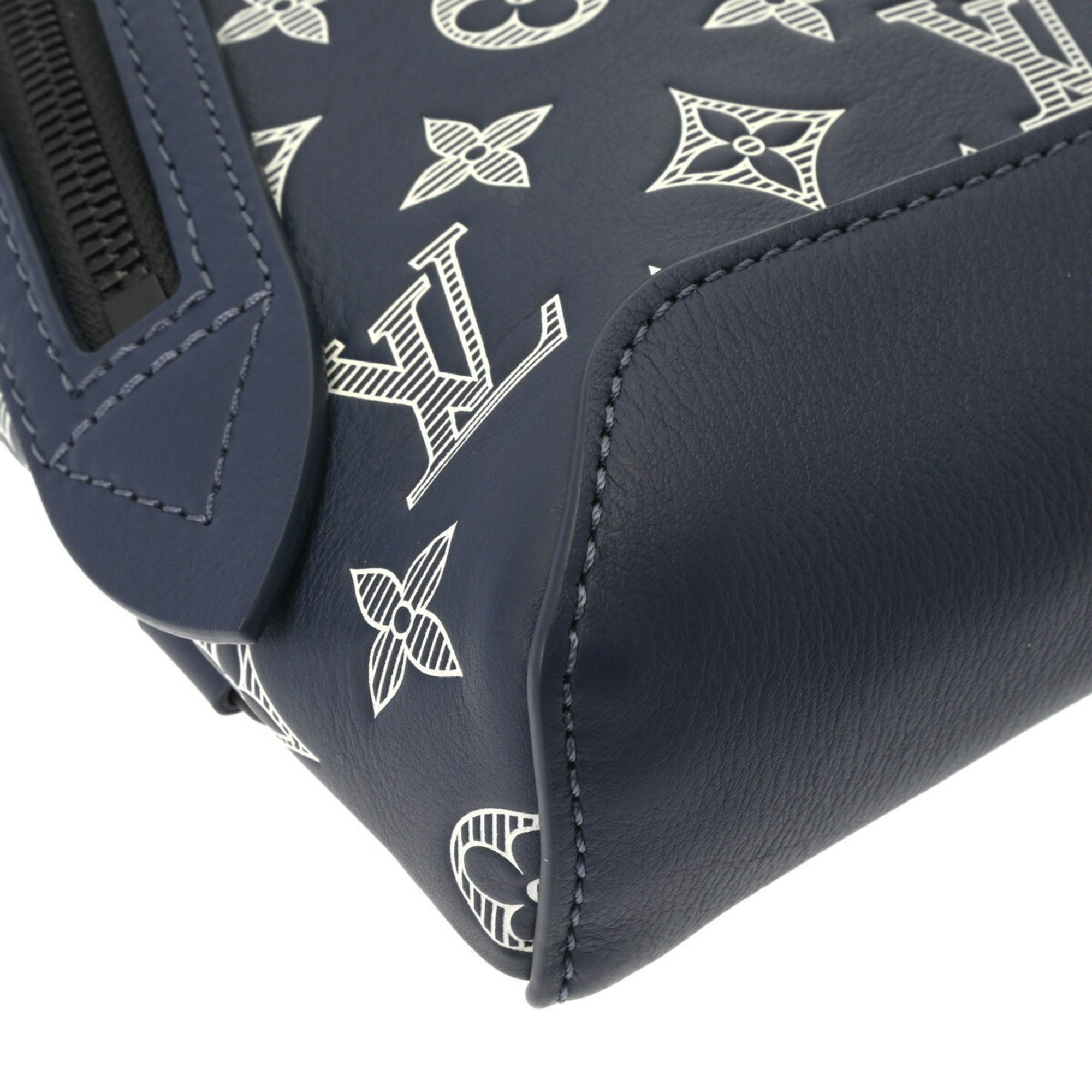 LOUIS VUITTON Monogram Shadow Duos Sling Bag, Body Navy, M24751, Men's Leather Shoulder Bag