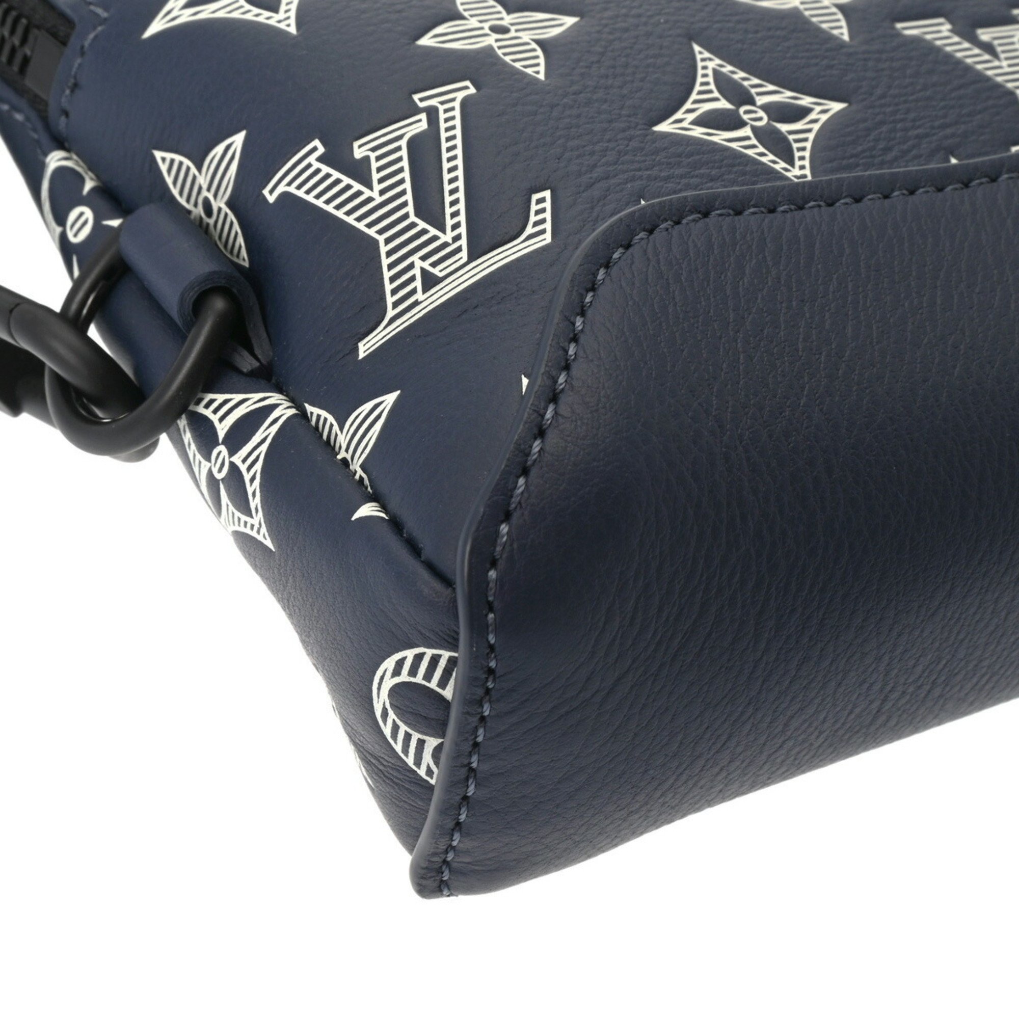 LOUIS VUITTON Monogram Shadow Duos Sling Bag, Body Navy, M24751, Men's Leather Shoulder Bag