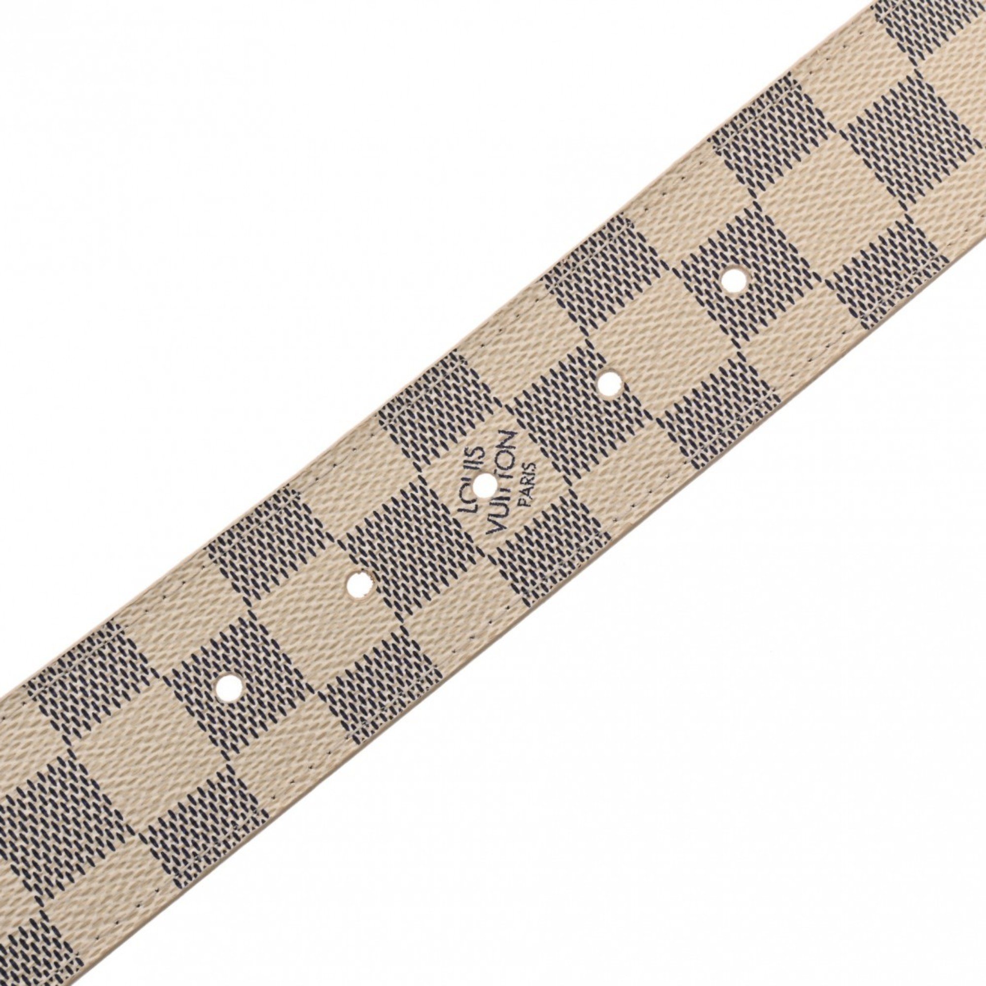 LOUIS VUITTON Damier Azur Santur LV Initial Size 90cm White M9609 Men's Leather Belt