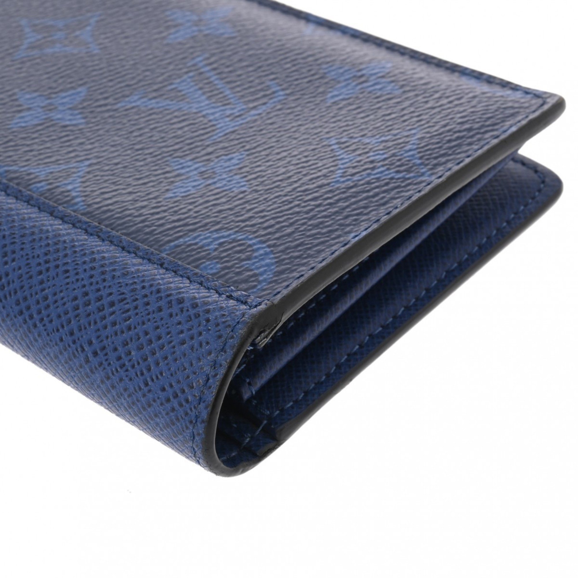 LOUIS VUITTON Louis Vuitton Taigarama Portefeuille Plaza Cobalt M30297 Men's Leather Bi-fold Wallet