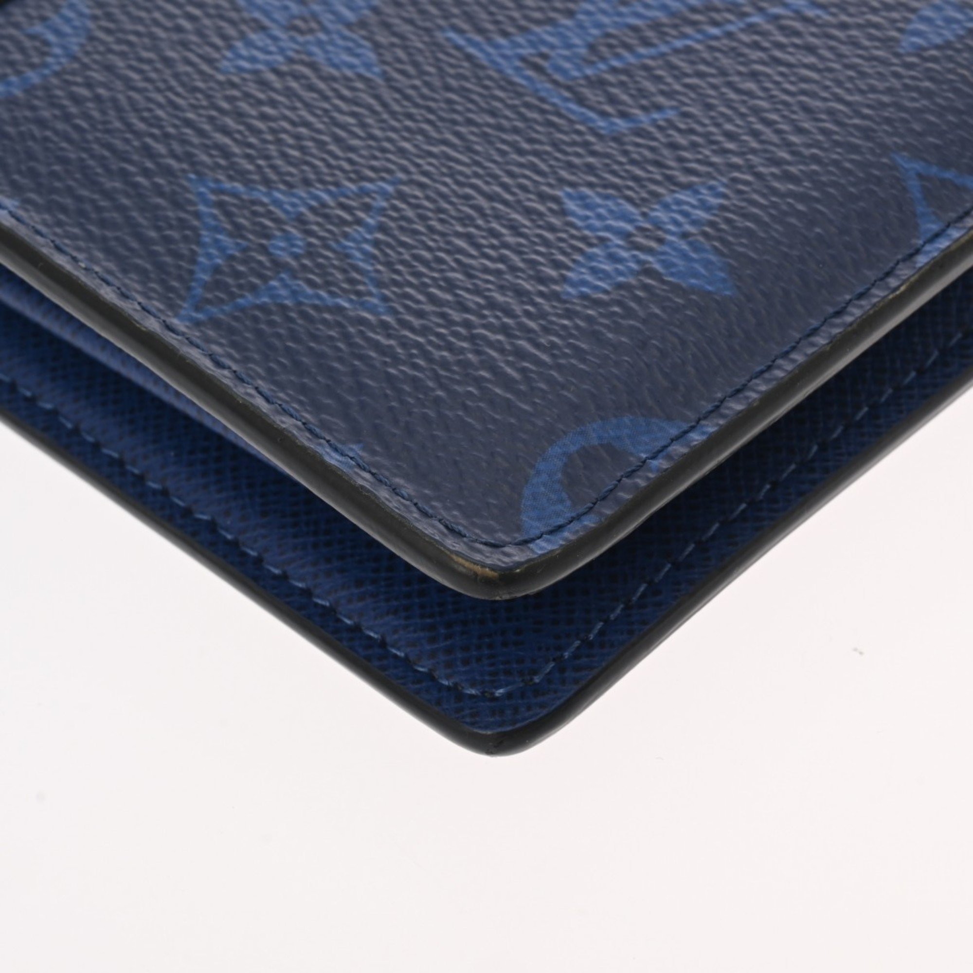 LOUIS VUITTON Louis Vuitton Taigarama Portefeuille Plaza Cobalt M30297 Men's Leather Bi-fold Wallet