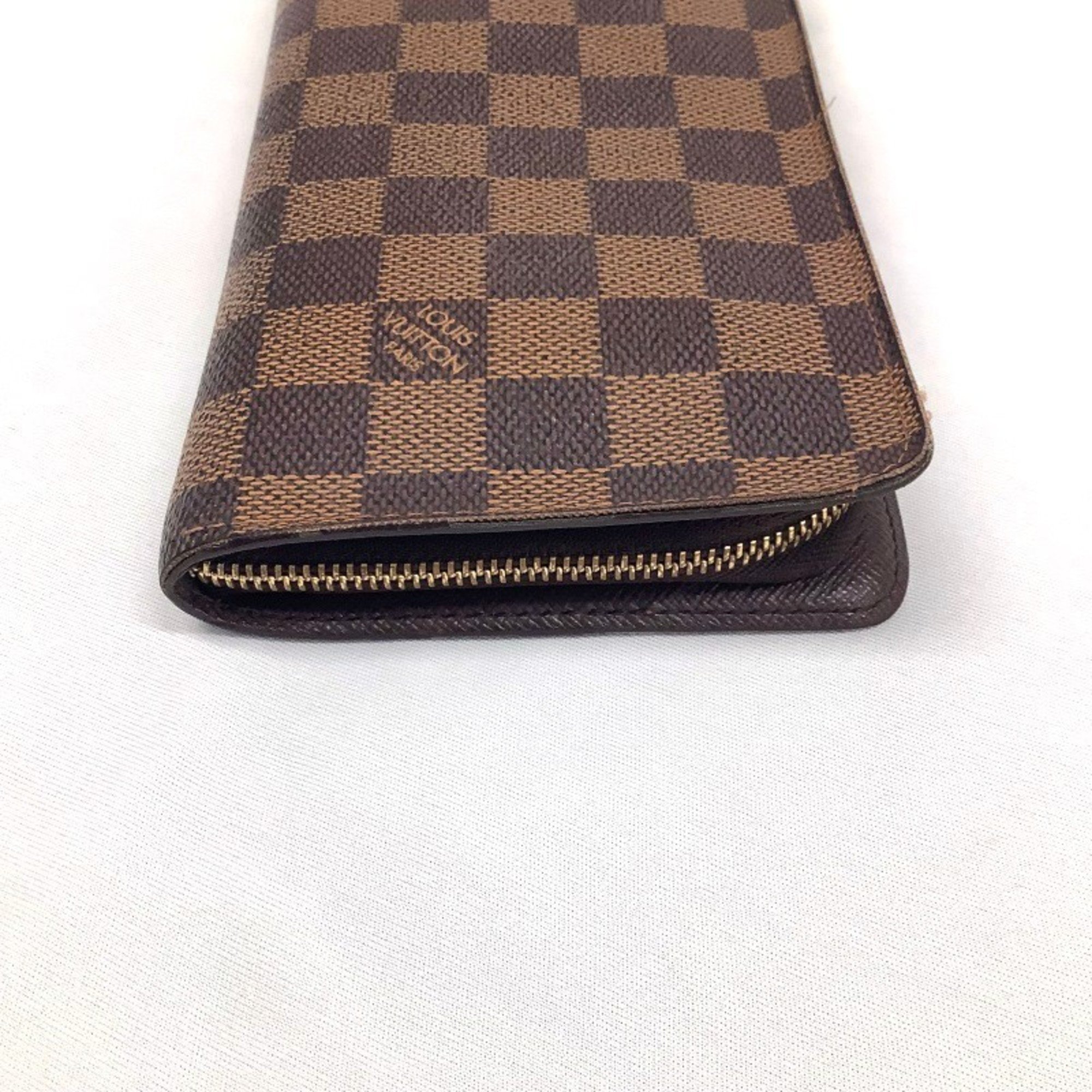 Louis Vuitton LOUIS VUITTON Round Long Wallet Damier Ebene Porte Monnaie Zip N61728 CA1005 MK-470