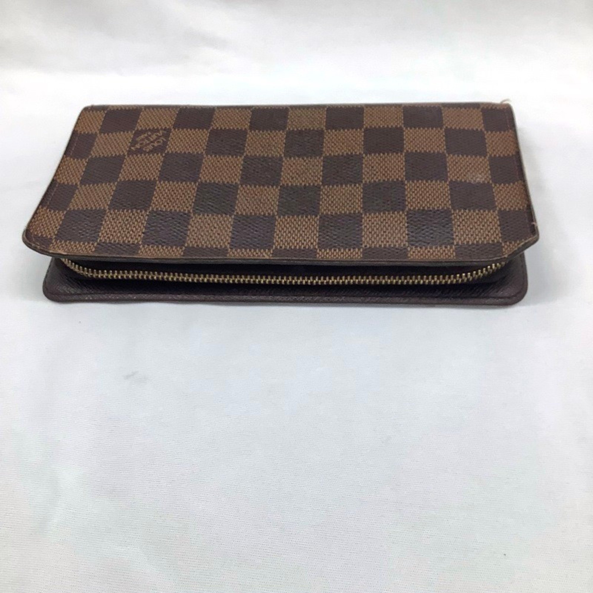 Louis Vuitton LOUIS VUITTON Round Long Wallet Damier Ebene Porte Monnaie Zip N61728 CA1005 MK-470