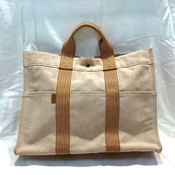 HERMES New Fool Tote MM Canvas Orange Bag Stained KB-8796