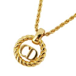 Christian Dior Necklace CD Circle GP Plated Gold Women's