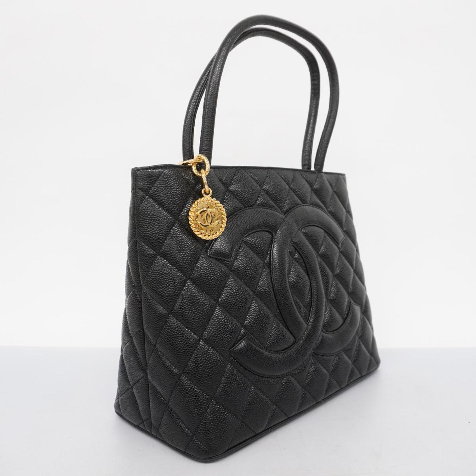 Chanel Tote Bag Reproduction Caviar Skin Black Women's