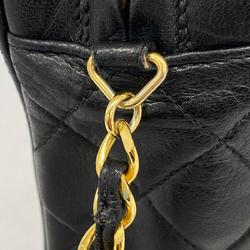 Chanel Shoulder Bag with Matelasse Chain Lambskin Black Women's