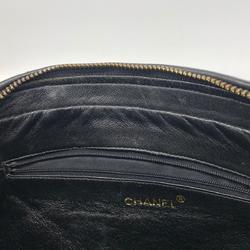 Chanel Shoulder Bag with Matelasse Chain Lambskin Black Women's