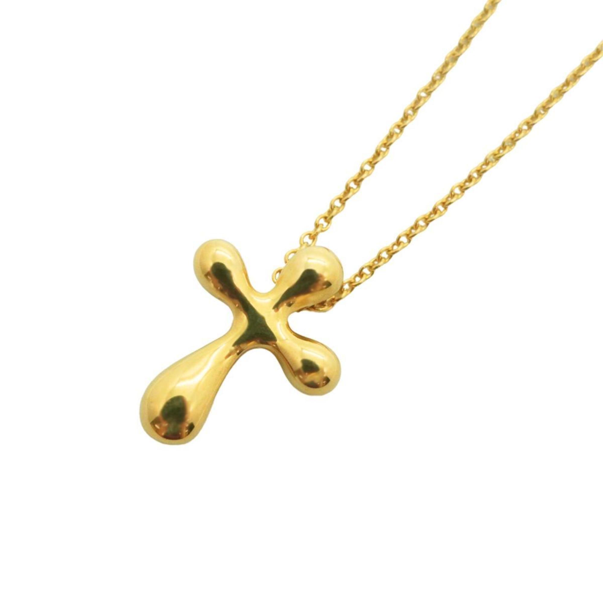 Tiffany Necklace Small Cross K18YG Yellow Gold Women's