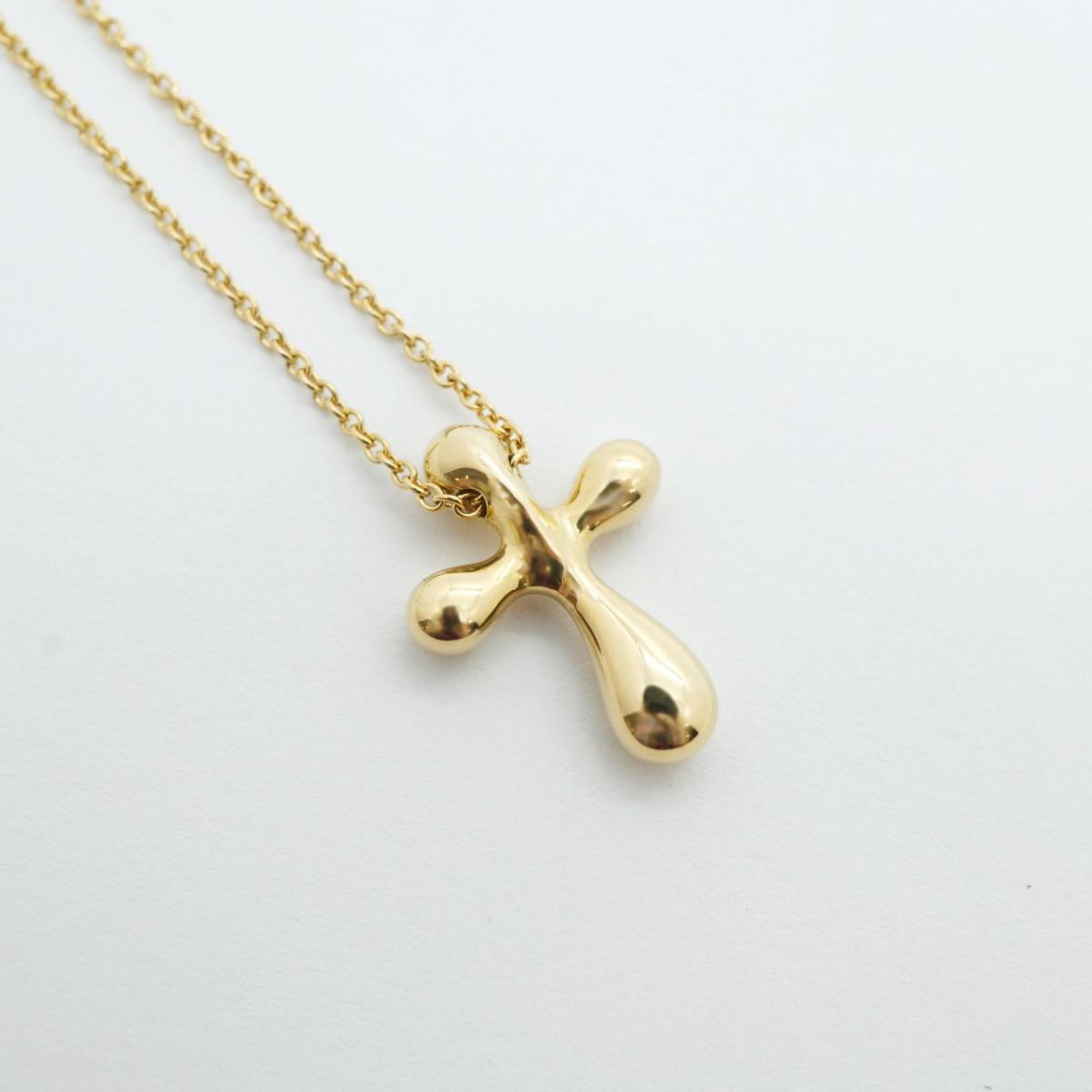 Tiffany Necklace Small Cross K18YG Yellow Gold Women's