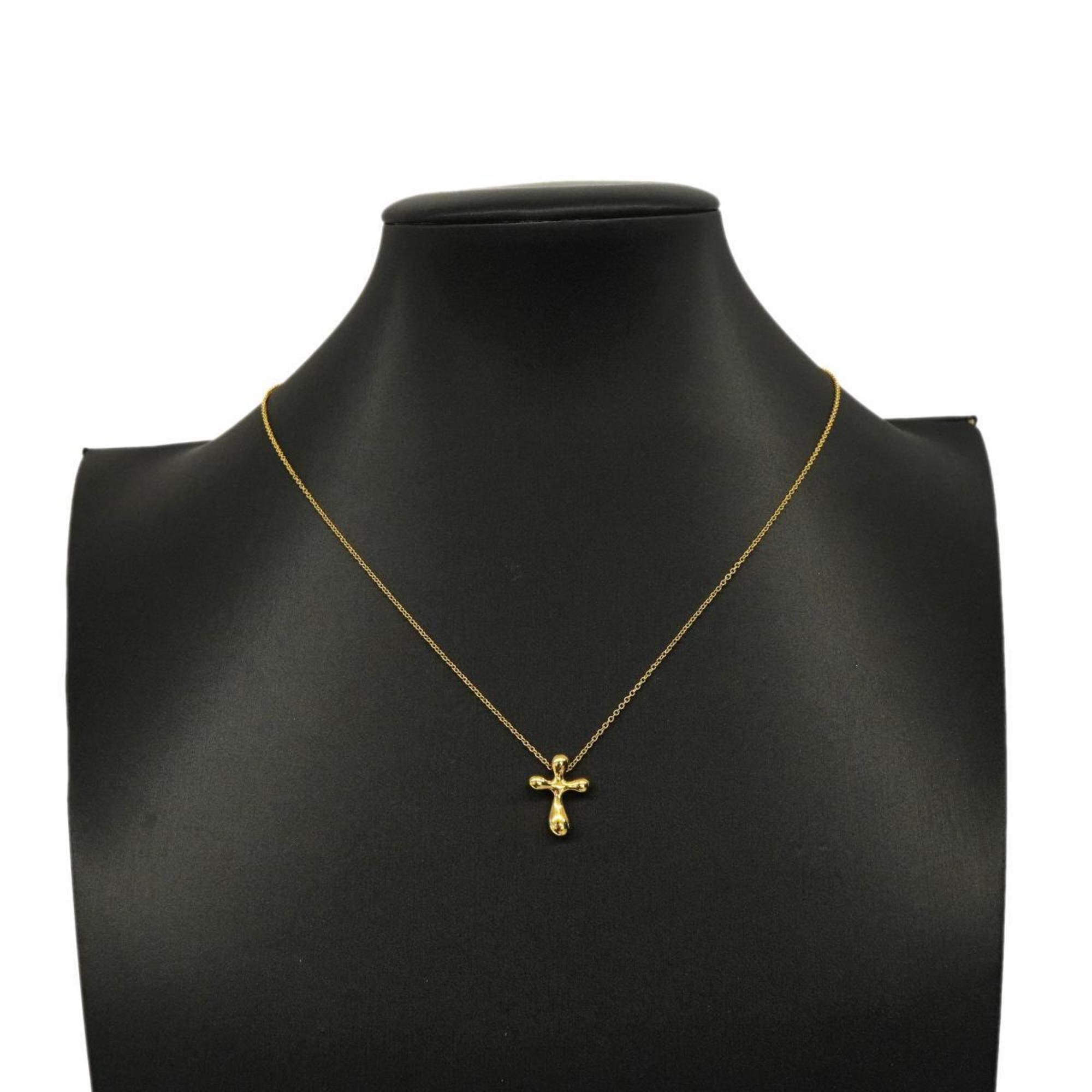 Tiffany Necklace Small Cross K18YG Yellow Gold Women's