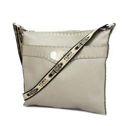 Fendi Shoulder Bag Selleria Leather Grey Women's