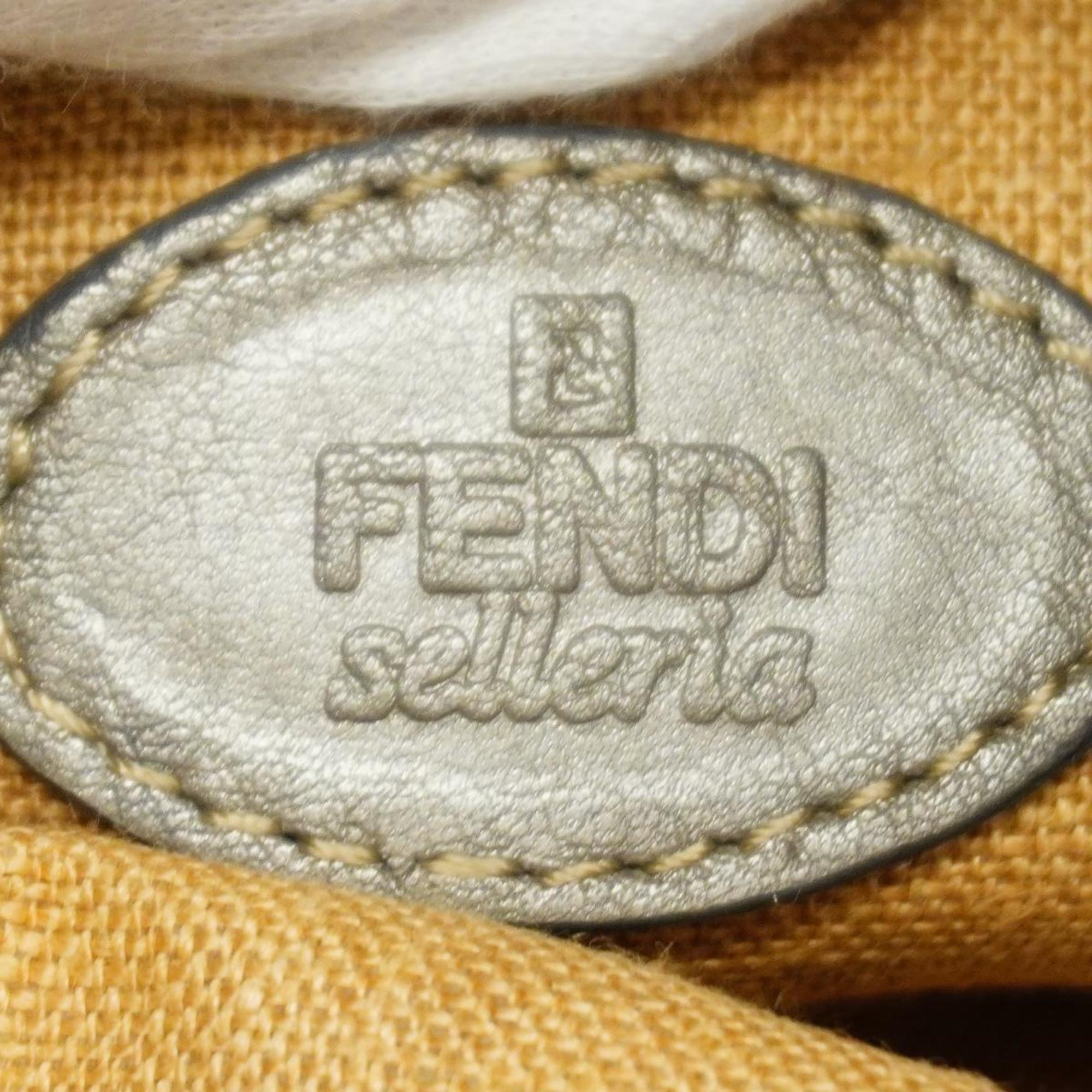 Fendi Shoulder Bag Selleria Leather Grey Women's