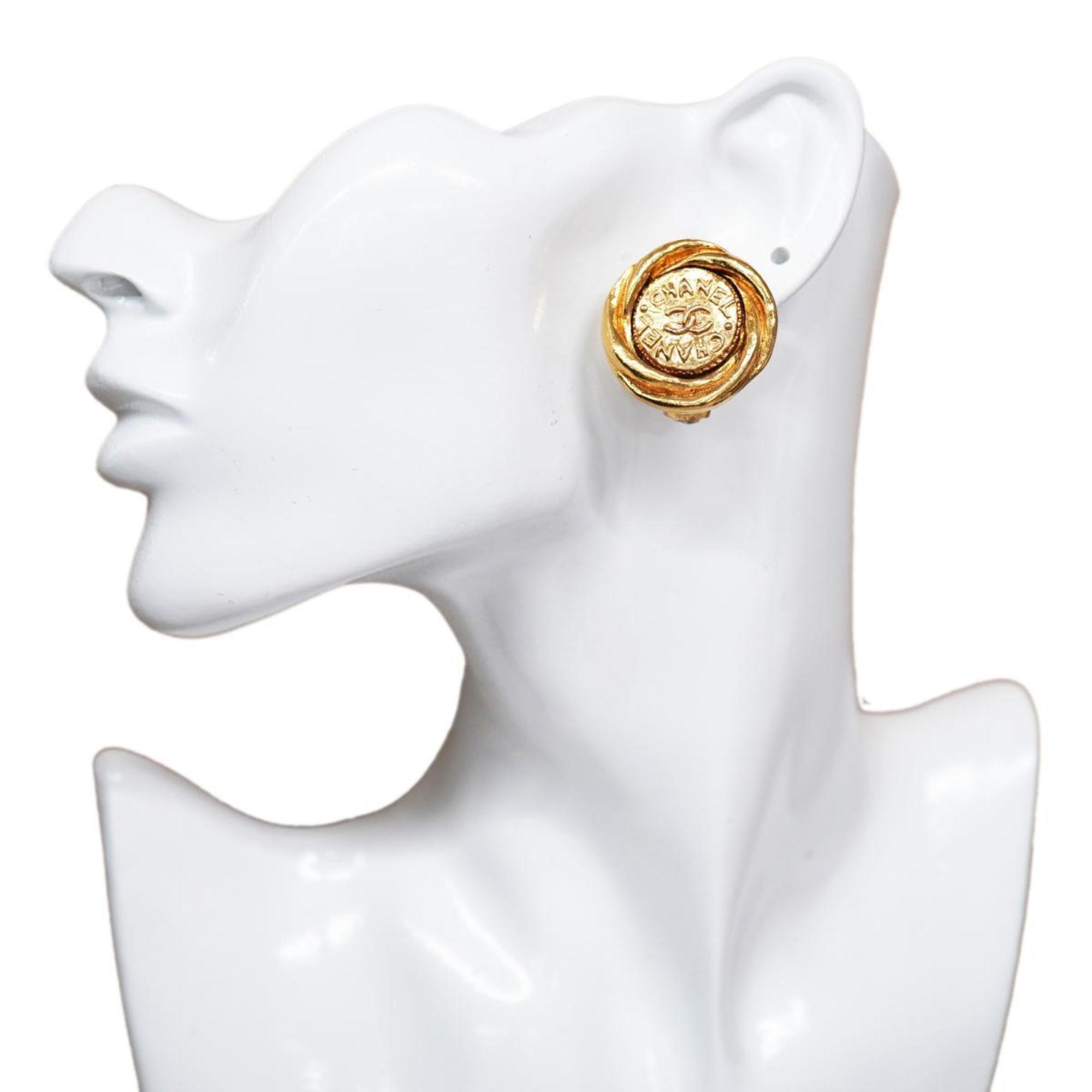 Chanel Earrings Coco Mark Circle GP Plated Gold Women's