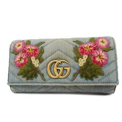 Gucci Long Wallet GG Marmont 443436 Denim Blue Women's