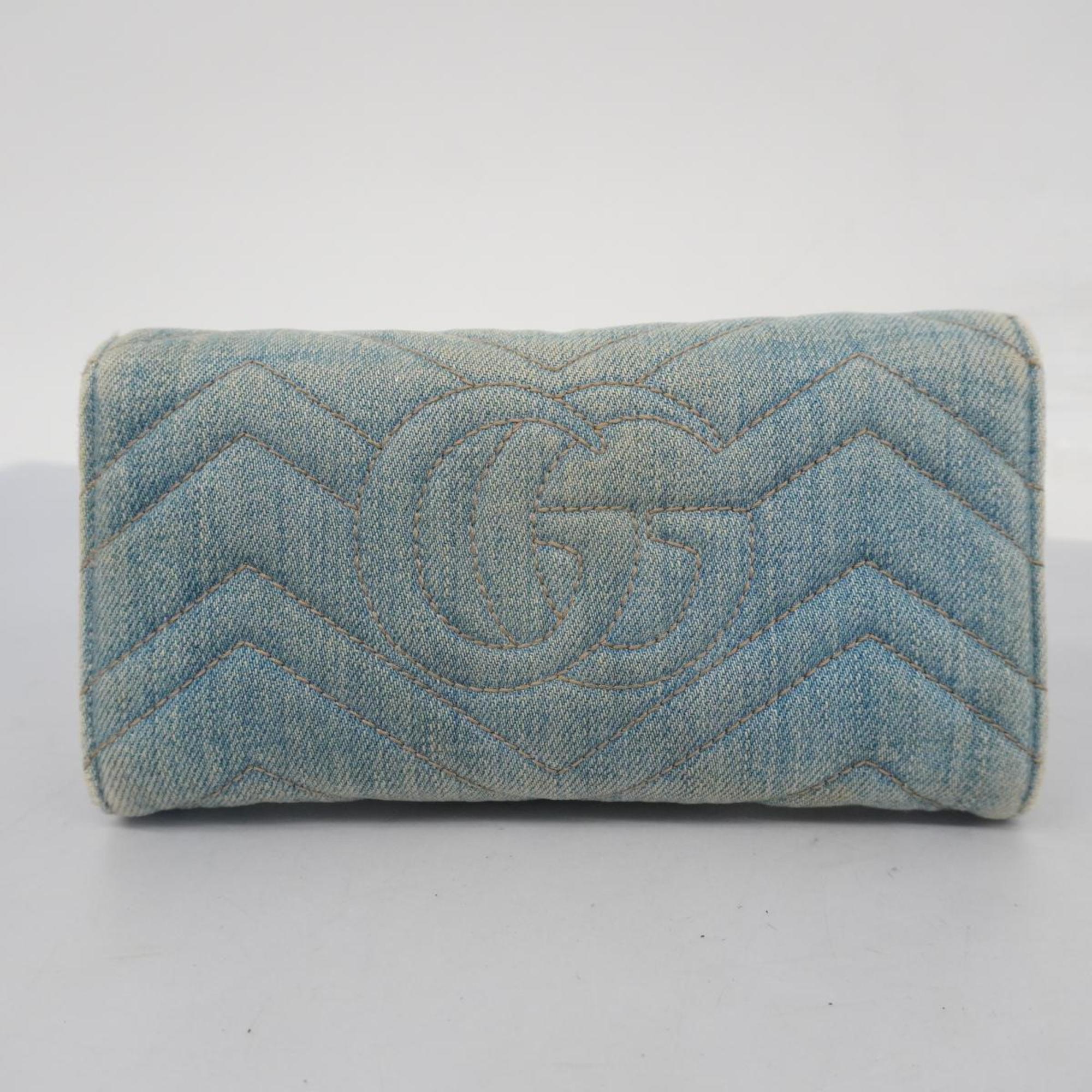 Gucci Long Wallet GG Marmont 443436 Denim Blue Women's