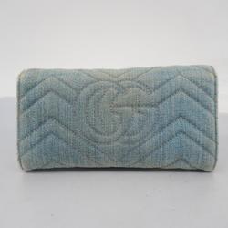 Gucci Long Wallet GG Marmont 443436 Denim Blue Women's