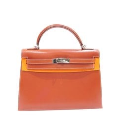 HERMES Kelly 32 Verso Outer Stitching □G Stamp Handbag Brick/Cre Box Calf/Chevre E205 Women's Bag Leather