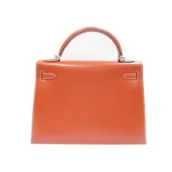 HERMES Kelly 32 Verso Outer Stitching □G Stamp Handbag Brick/Cre Box Calf/Chevre E205 Women's Bag Leather