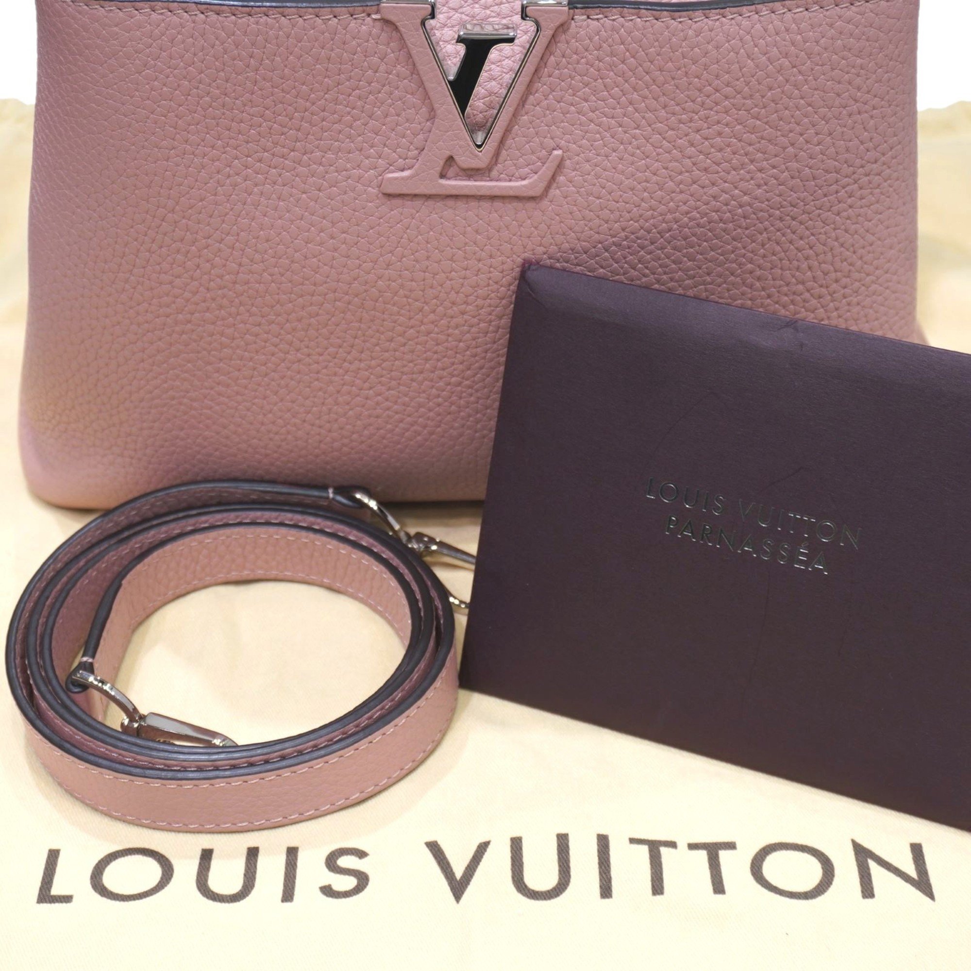 LOUIS VUITTON Capucines BB M94635 Handbag Shoulder Bag Magnolia Taurillon Leather E42 Women's Men's