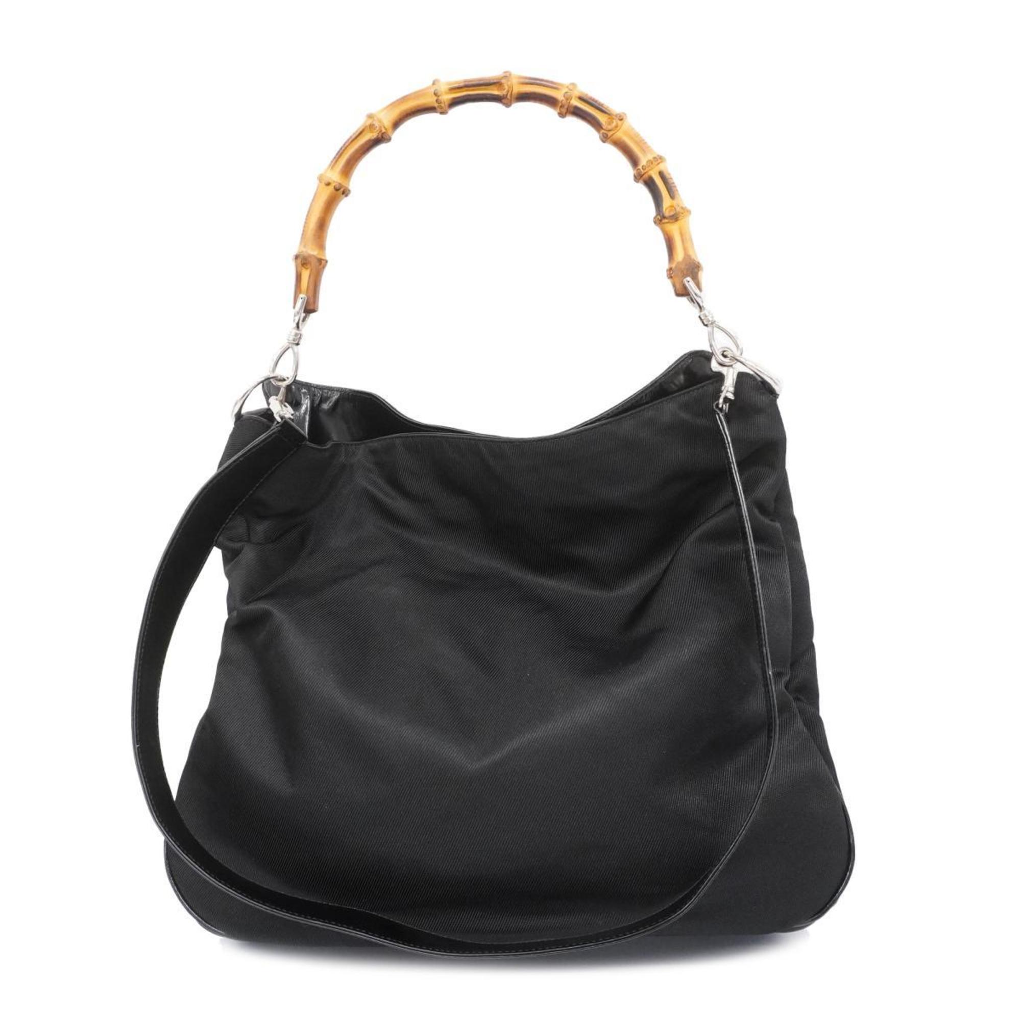 Gucci Handbag Bamboo 001 0166 1577 Nylon Black Women's