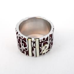 Christian Dior Ring Trotter Metal Silver Red Women's