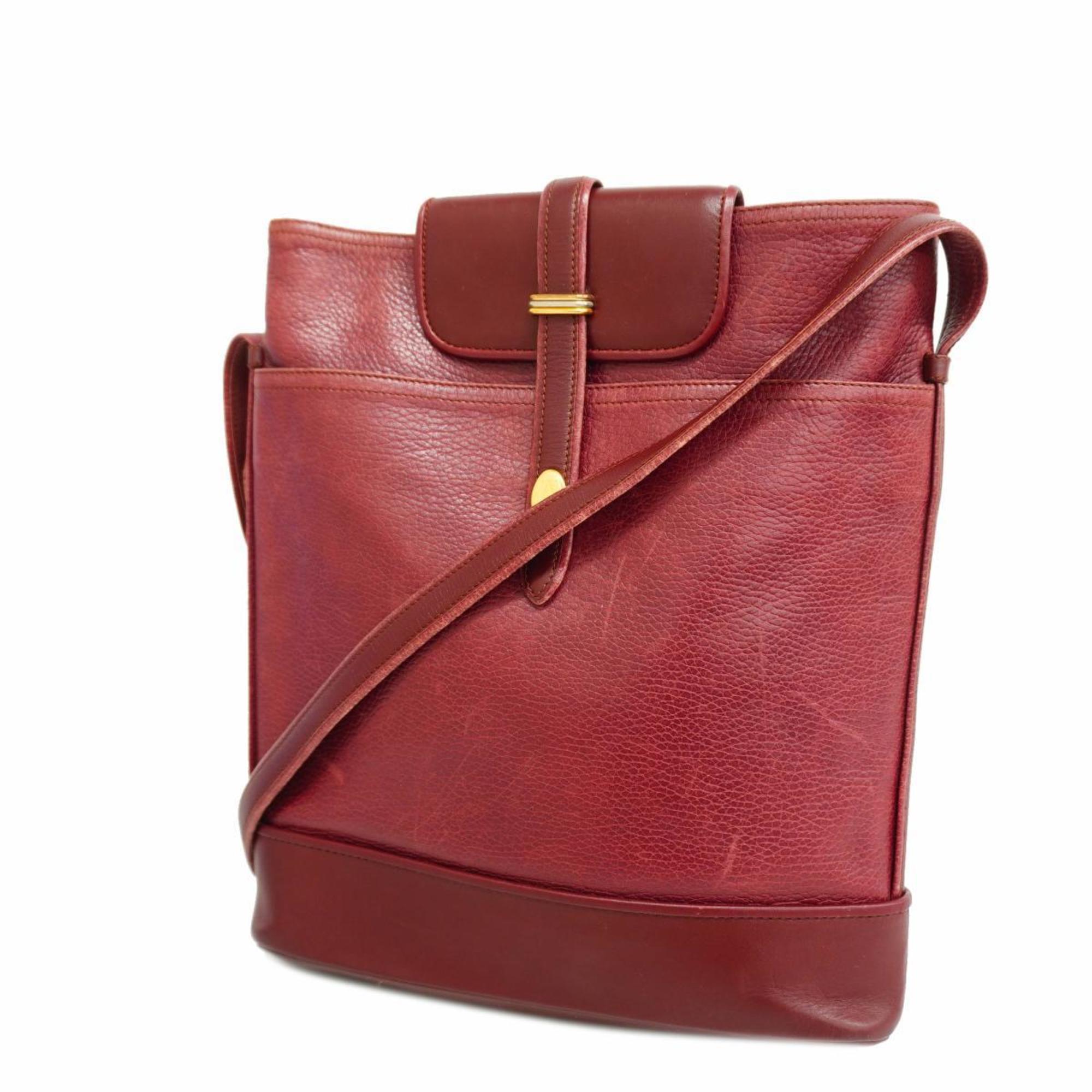 Cartier Shoulder Bag Must Leather Bordeaux Women's