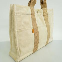 Hermes Tote Bag New Fool Toe MM Canvas Beige Women's