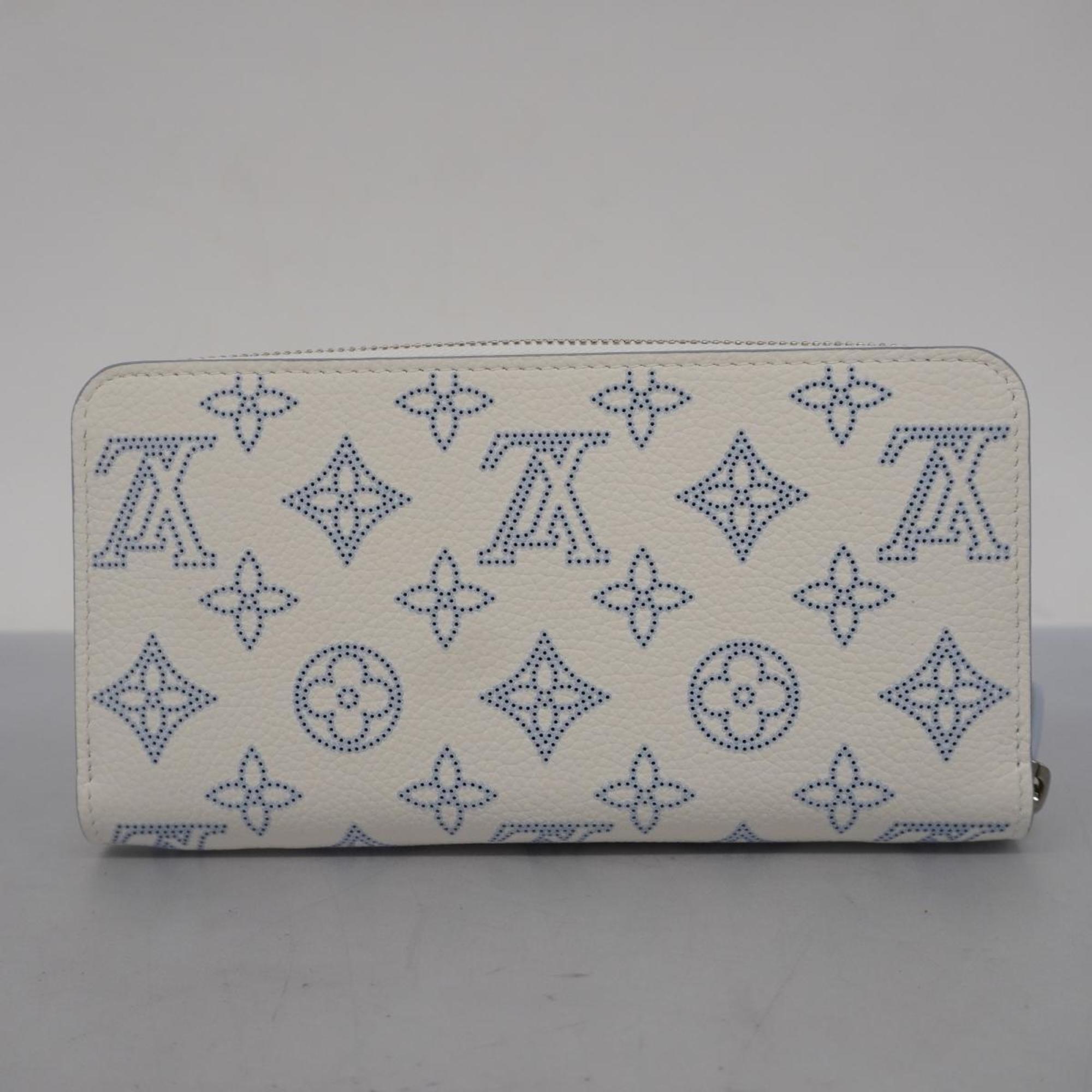 Louis Vuitton Long Wallet Mahina Zippy M11745 White Blue Ladies