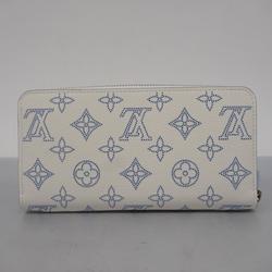 Louis Vuitton Long Wallet Mahina Zippy M11745 White Blue Ladies