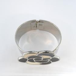 Chanel Bracelet Camellia Metal Silver White Black 98P Women's