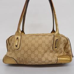 Gucci Handbag GG Canvas Princess 161720 Leather Beige Gold Champagne Women's