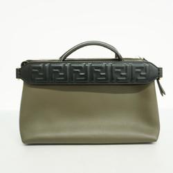 Fendi Shoulder Bag By The Way Leather Grey Black Women's