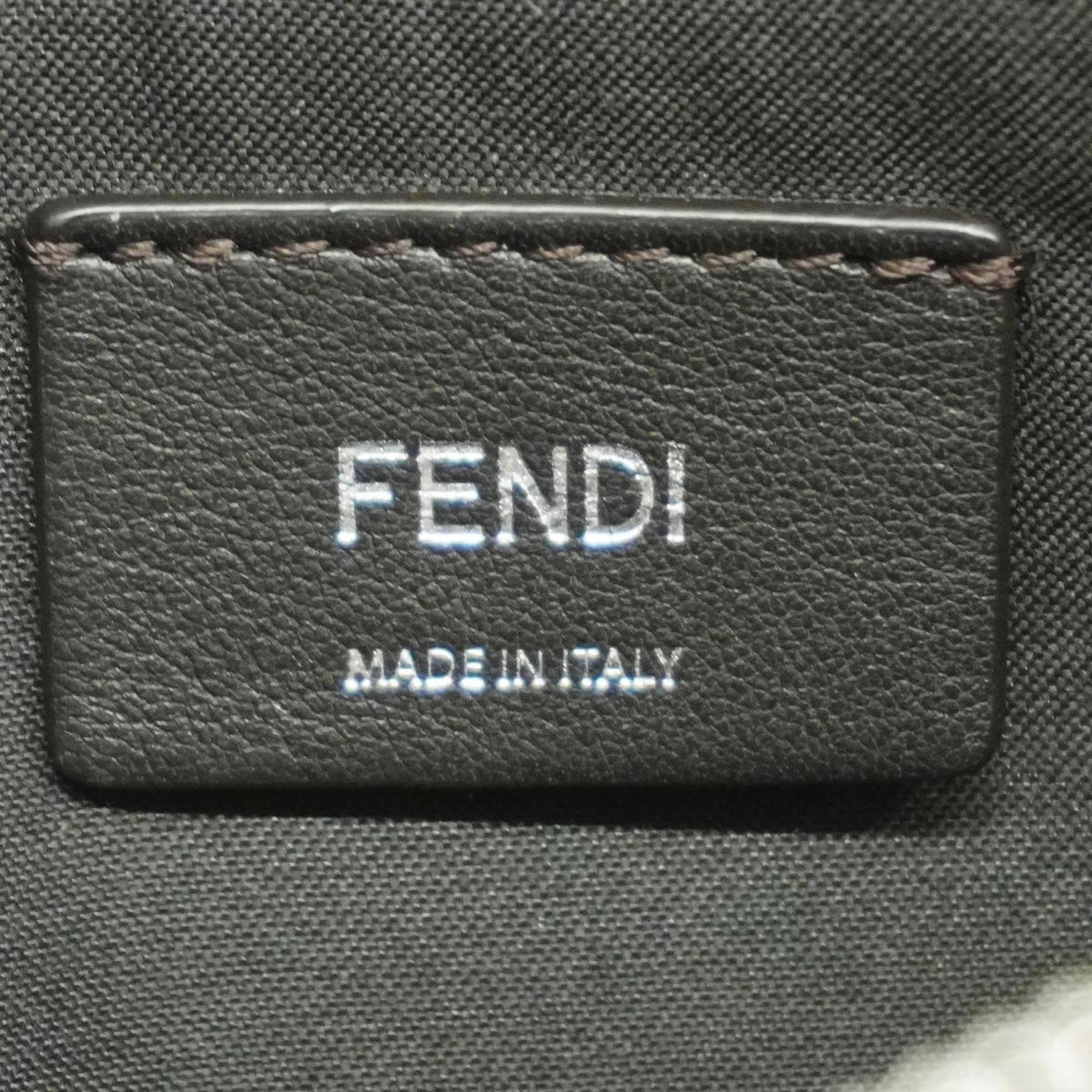 Fendi Shoulder Bag By The Way Leather Grey Black Women's