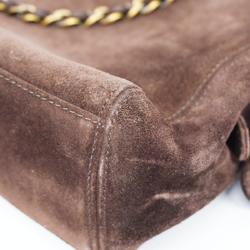 Chanel Tote Bag Suede Chain Brown Women's