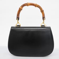 Gucci Bamboo Handbag 00020460633 Leather Black Women's