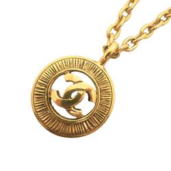 Chanel Necklace Coco Mark Circle GP Plated Gold Women's