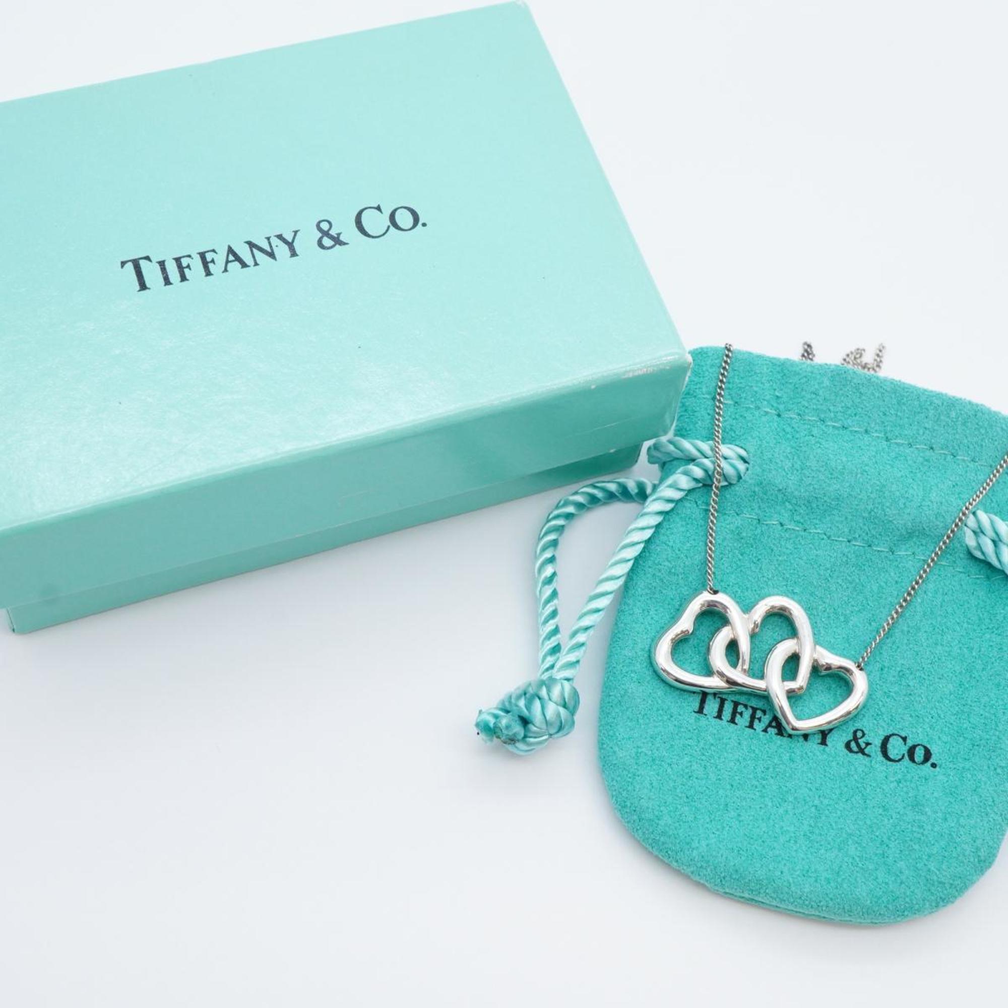 Tiffany Necklace Triple Heart 925 Silver Women's