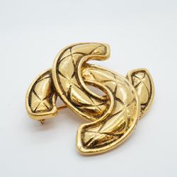 Chanel Brooch Coco Mark Matelasse GP Plated Gold Women's