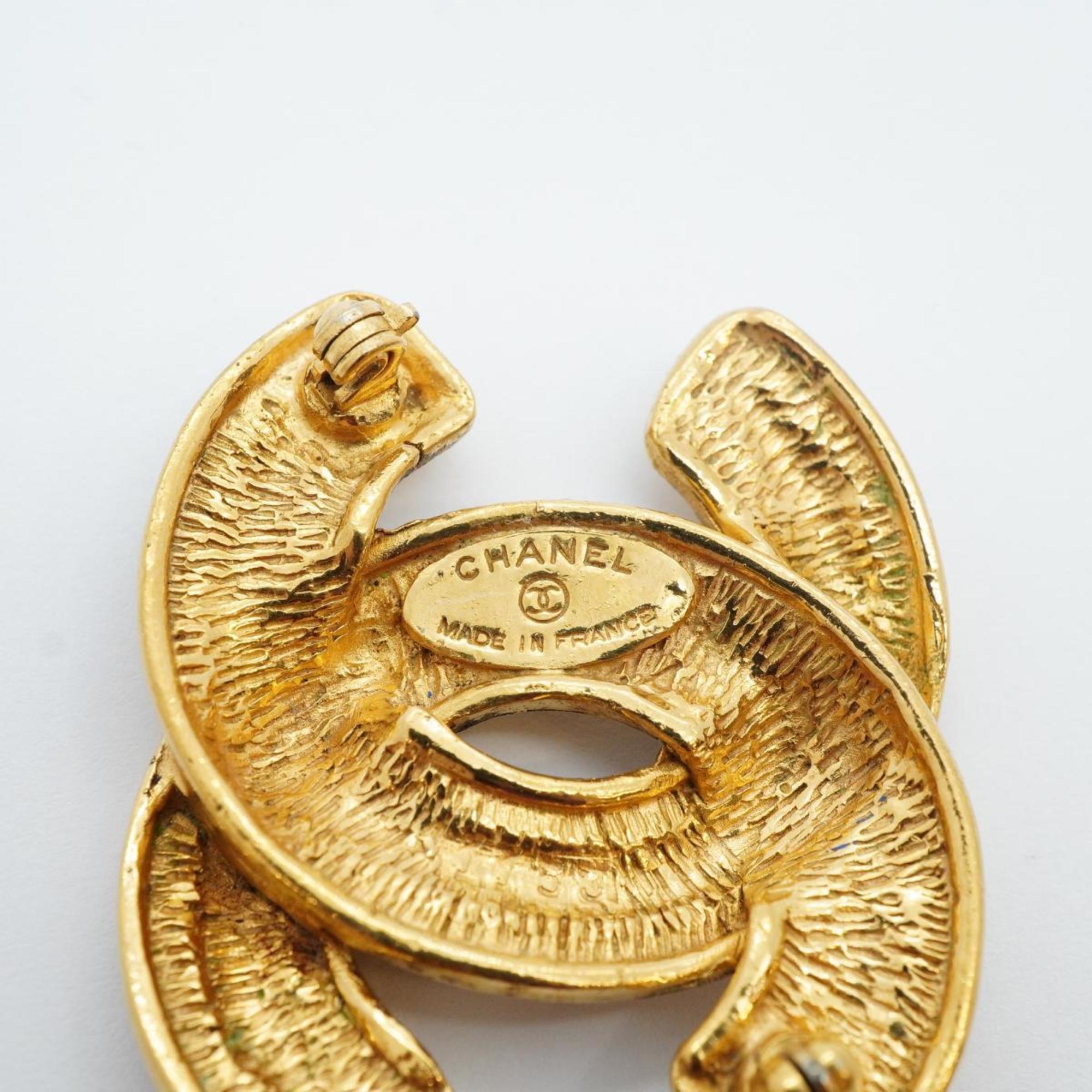 Chanel Brooch Coco Mark Matelasse GP Plated Gold Women's