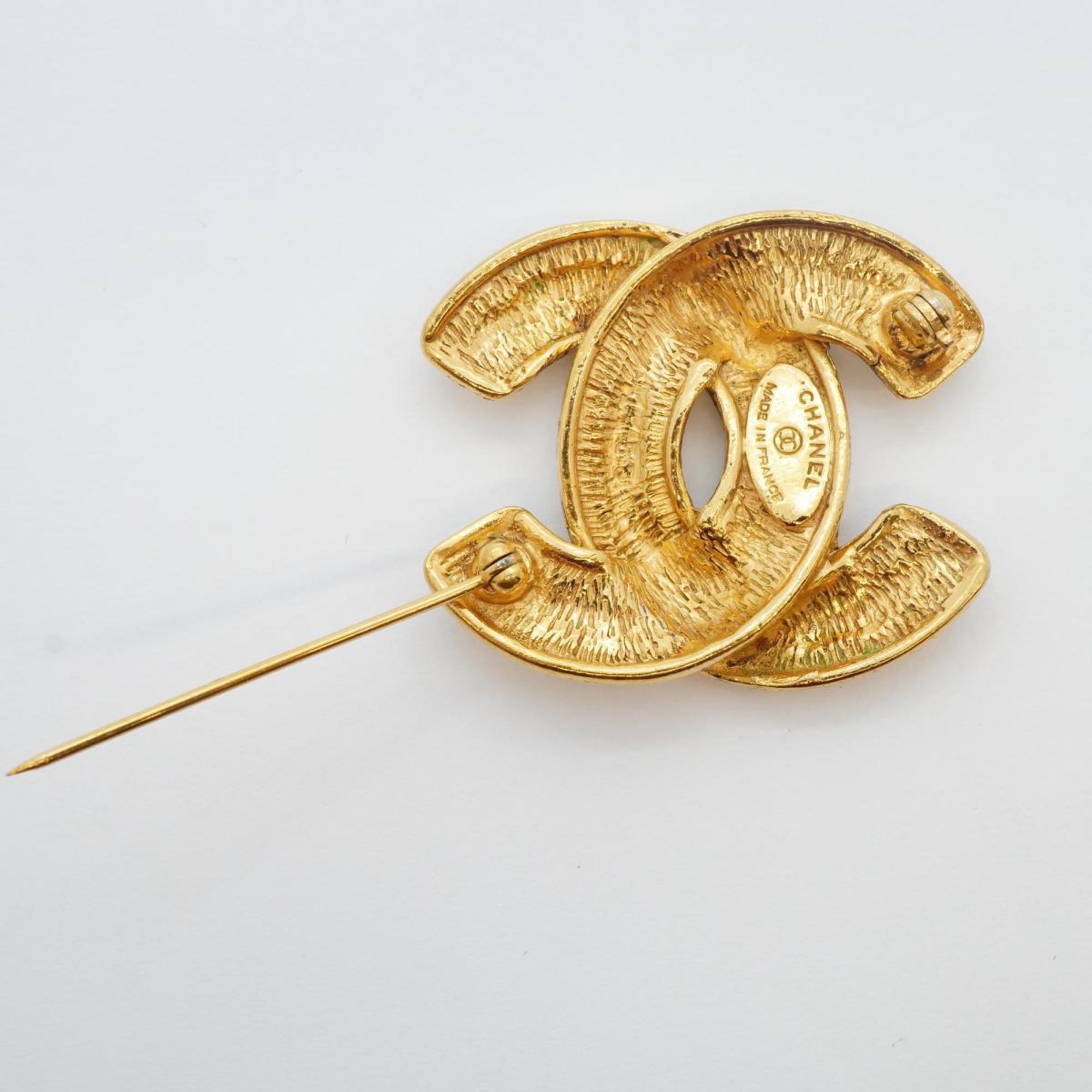 Chanel Brooch Coco Mark Matelasse GP Plated Gold Women's