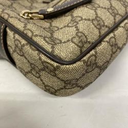 Gucci Shoulder Bag GG Supreme 201447 Leather Brown Beige Champagne Women's