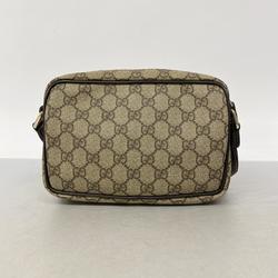 Gucci Shoulder Bag GG Supreme 201447 Leather Brown Beige Champagne Women's