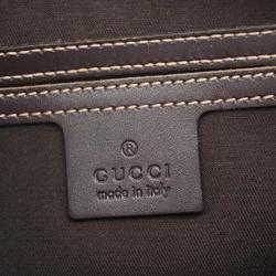 Gucci Shoulder Bag GG Supreme 201447 Leather Brown Beige Champagne Women's