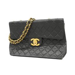 Chanel Shoulder Bag Deca Matelasse W Chain Lambskin Black Women's