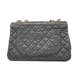 Chanel Shoulder Bag Deca Matelasse W Chain Lambskin Black Women's