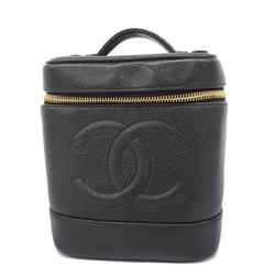 Chanel Vanity Bag Caviar Skin Black Women's