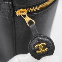 Chanel Vanity Bag Caviar Skin Black Women's